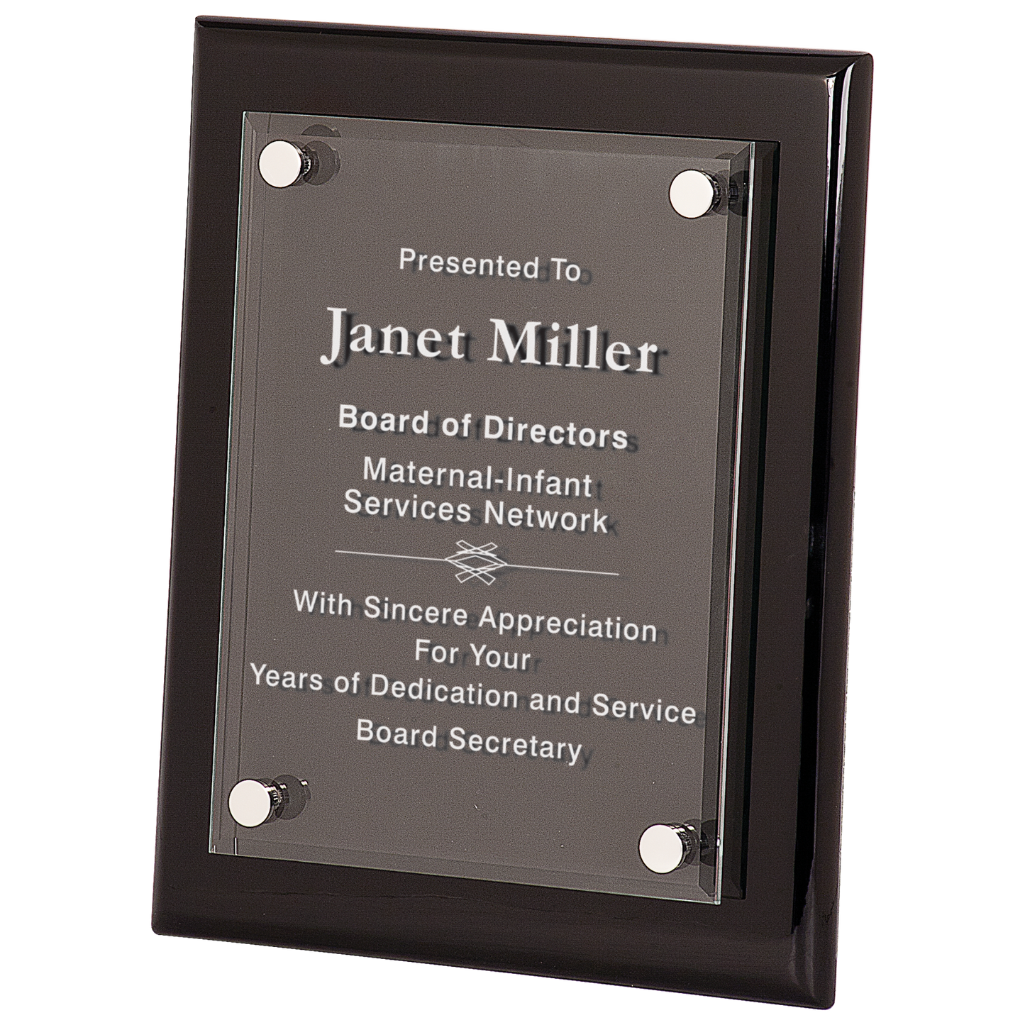 8" x 10" Black Piano Finish Floating Acrylic Plaque