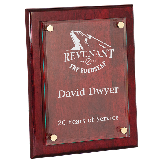 10 1/2" x 13" Rosewood Piano Finish Floating Glass Plaque