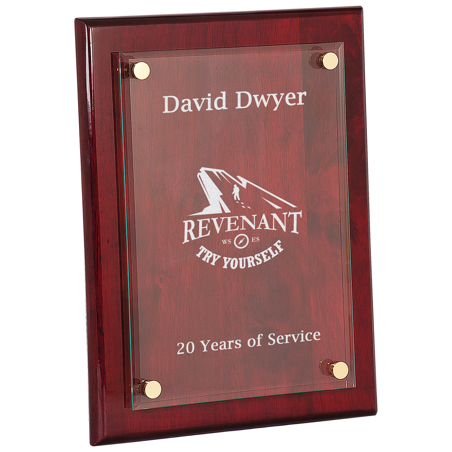 9" x 12" Rosewood Piano Finish Floating Glass Plaque