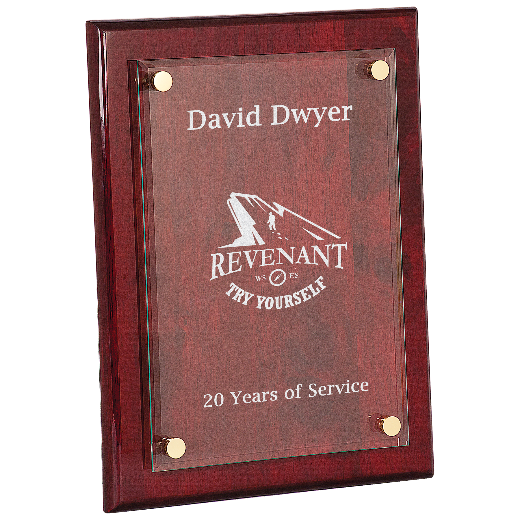 9" x 12" Rosewood Piano Finish Floating Glass Plaque