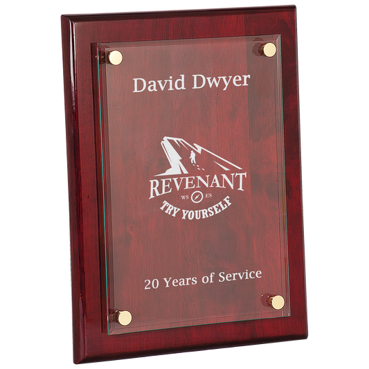 9" x 12" Rosewood Piano Finish Floating Glass Plaque