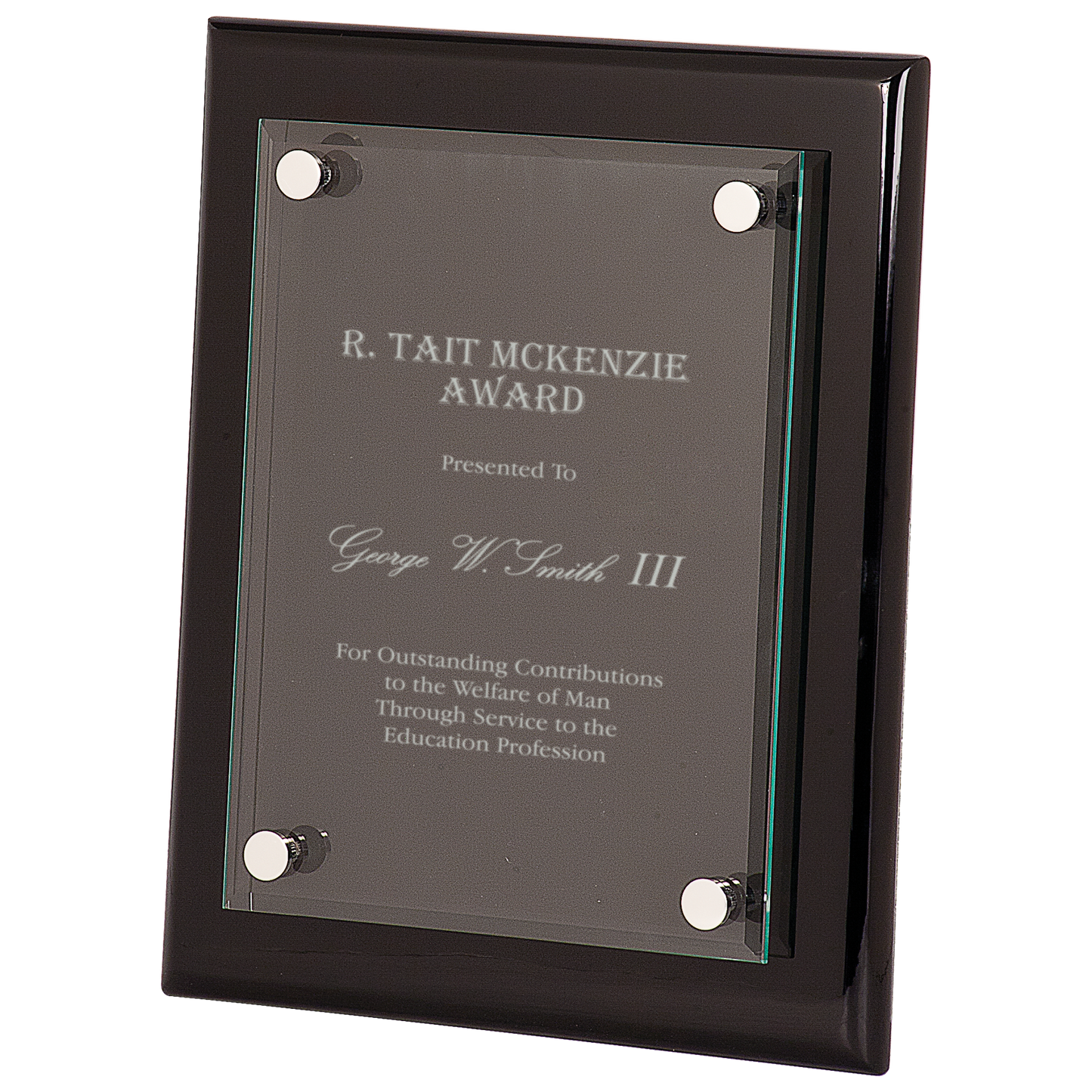 8" x 10" Black Piano Finish Floating Glass Plaque