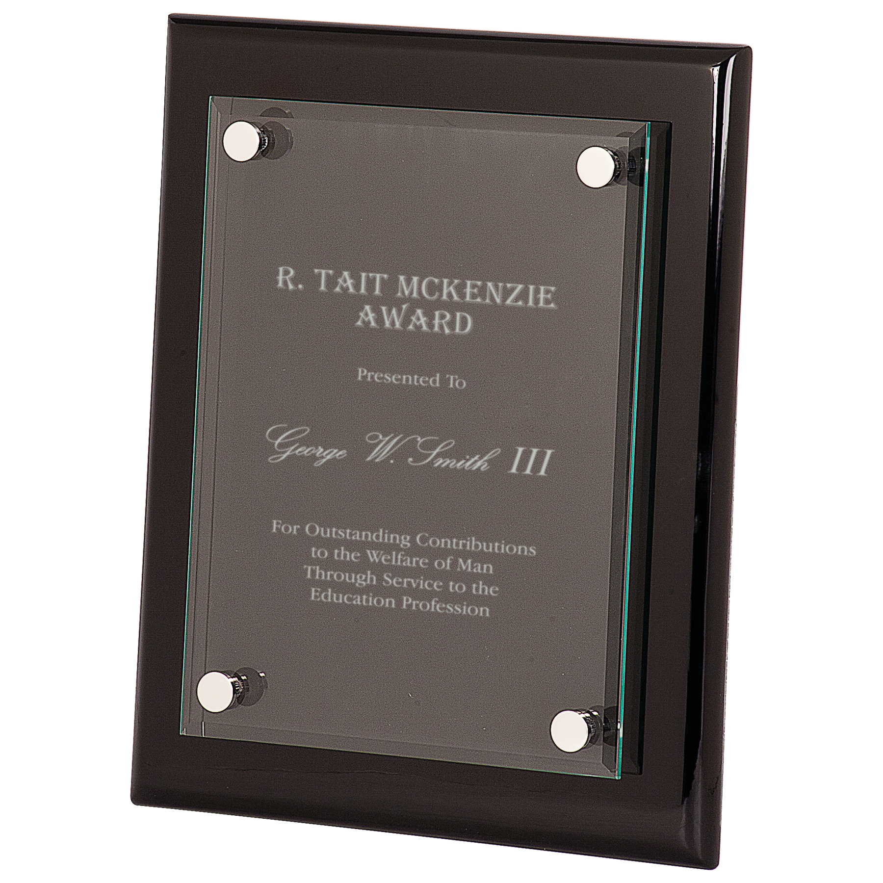 8" x 10" Black Piano Finish Floating Glass Plaque