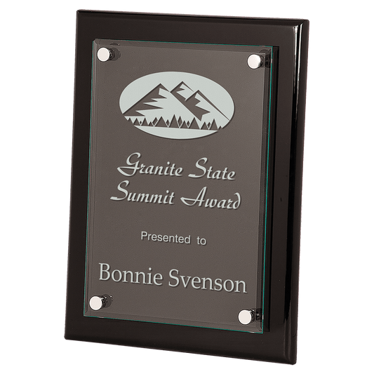 9" x 12" Black Piano Finish Floating Glass Plaque