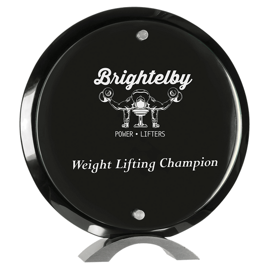 10" Round Black Piano Finish Floating Acrylic Standup