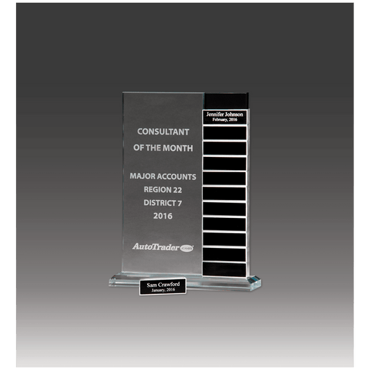 7 1/2" x 10" Jade Glass Perpetual Award with 12 Individual Aluminum Blocks