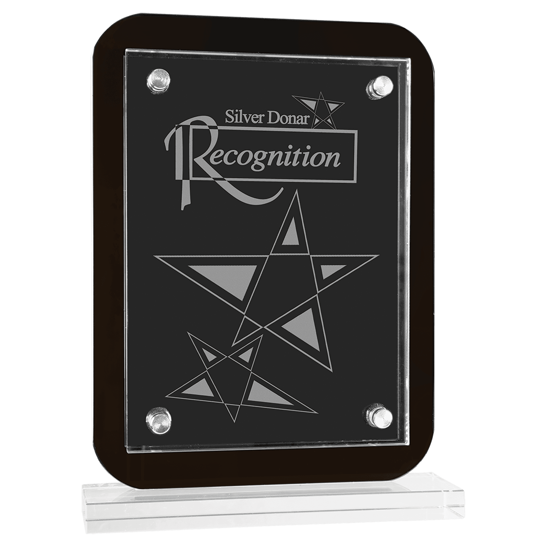 7 1/2" x 10" Black Floating Glass Standup Plaque