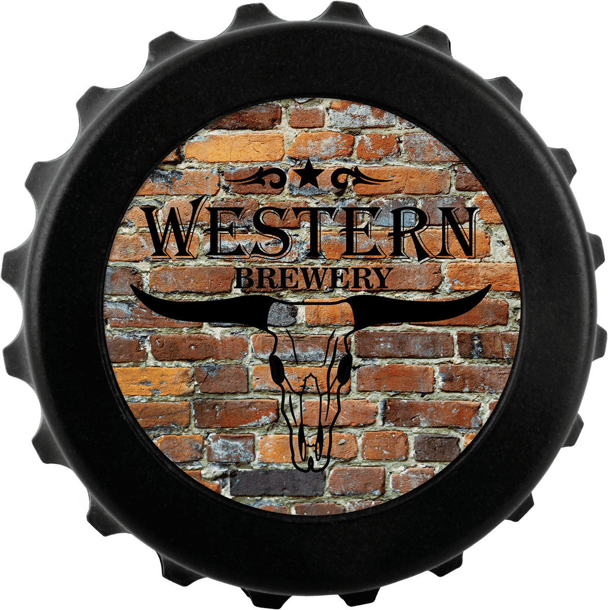 3" Black Magnetic Bottle-Cap Shaped Opener w/2" Insert Area/Insert Not Included