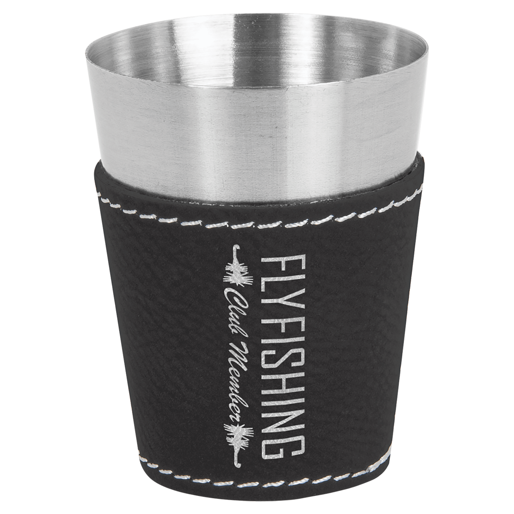 Black Silver Stainless Steel 2 oz. Shot Glass