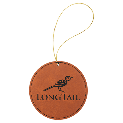 Rawhide Laserable Leatherette Round Ornament with Gold String