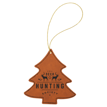 Rawhide Laserable Leatherette Tree Ornament with Gold String