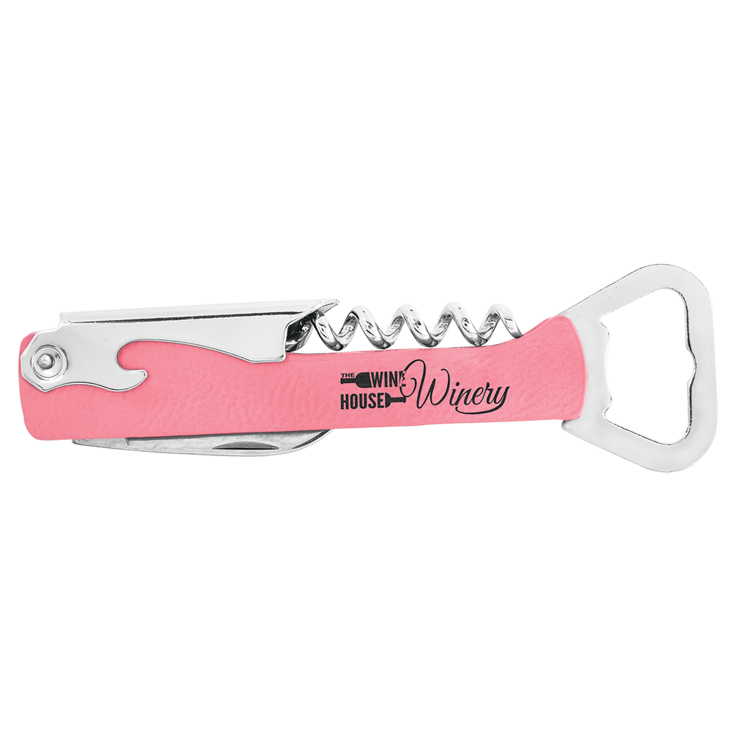 Pink Laserable Leatherette Wine Bottle Opener