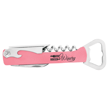 Pink Laserable Leatherette Wine Bottle Opener