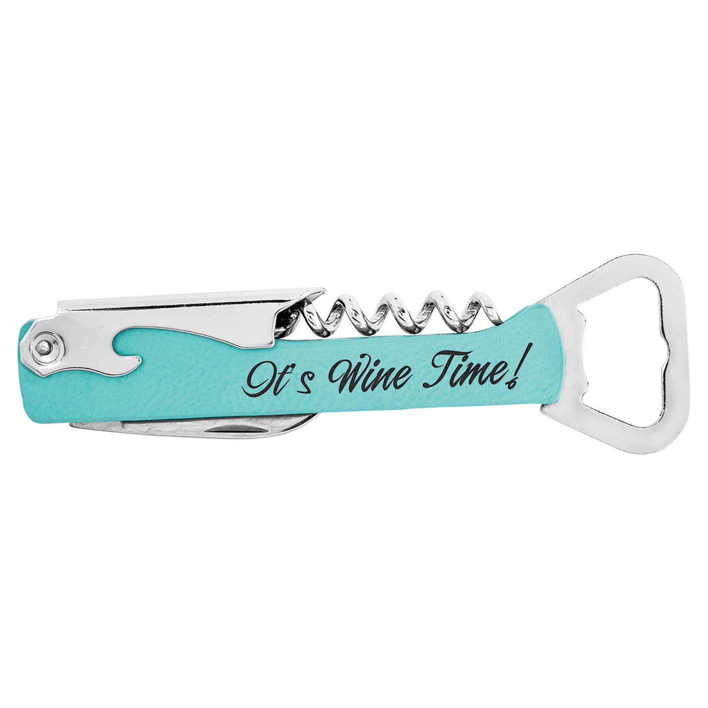 Teal Laserable Leatherette Wine Bottle Opener