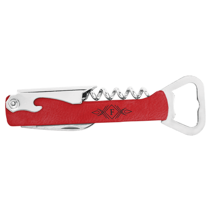 Red Laserable Leatherette Wine Bottle Opener
