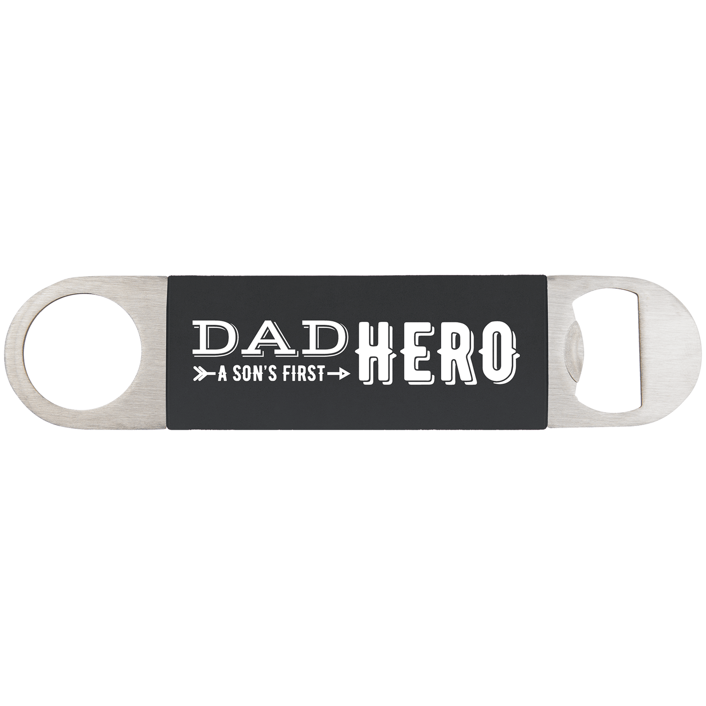 Black White 1 1/2" x 7" Bottle Opener with Silicone Grip