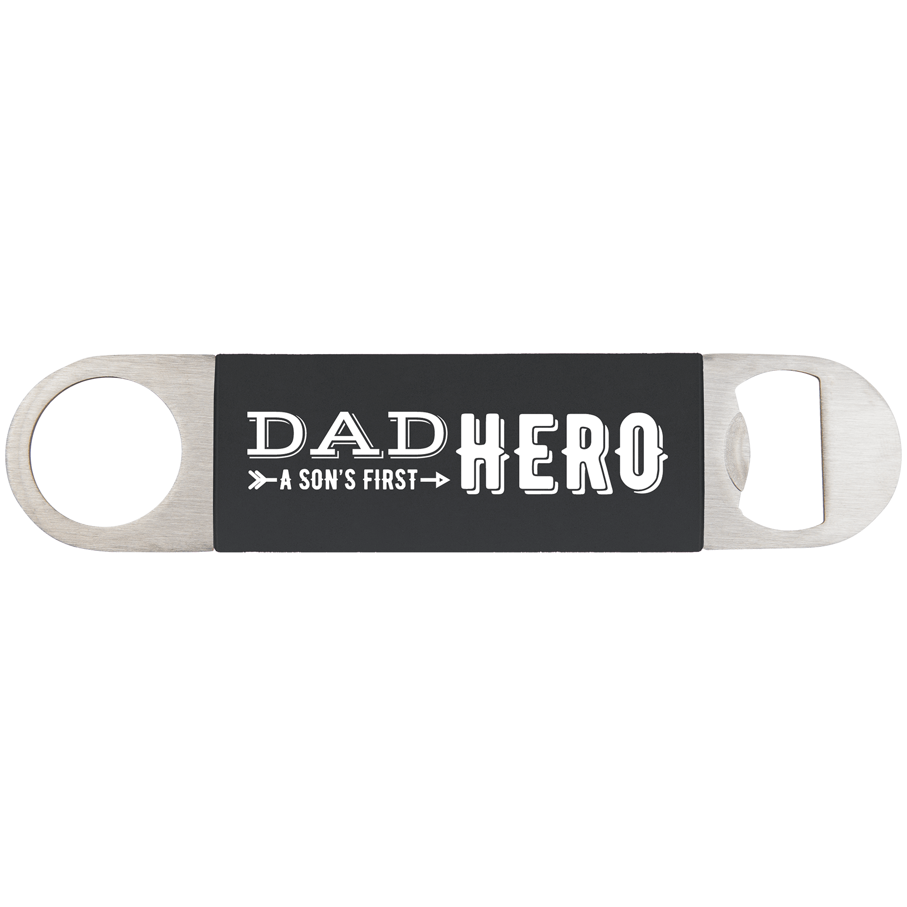 Black White 1 1/2" x 7" Bottle Opener with Silicone Grip