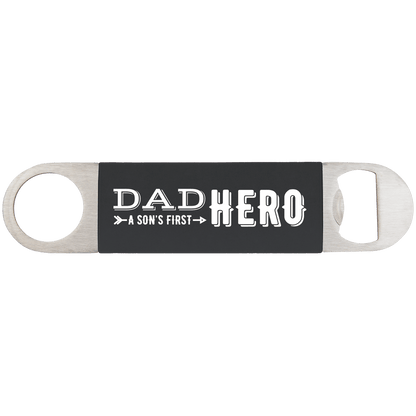 Black White 1 1/2" x 7" Bottle Opener with Silicone Grip