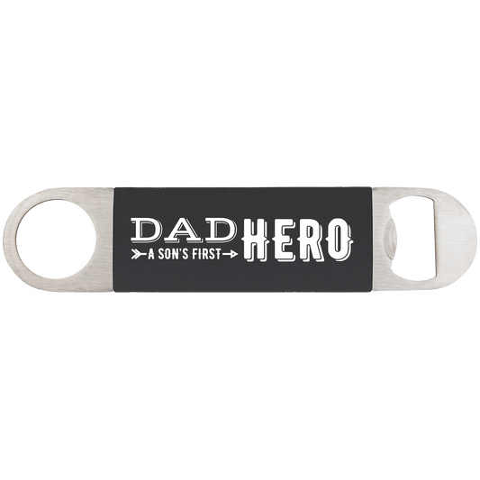 Black White 1 1/2" x 7" Bottle Opener with Silicone Grip