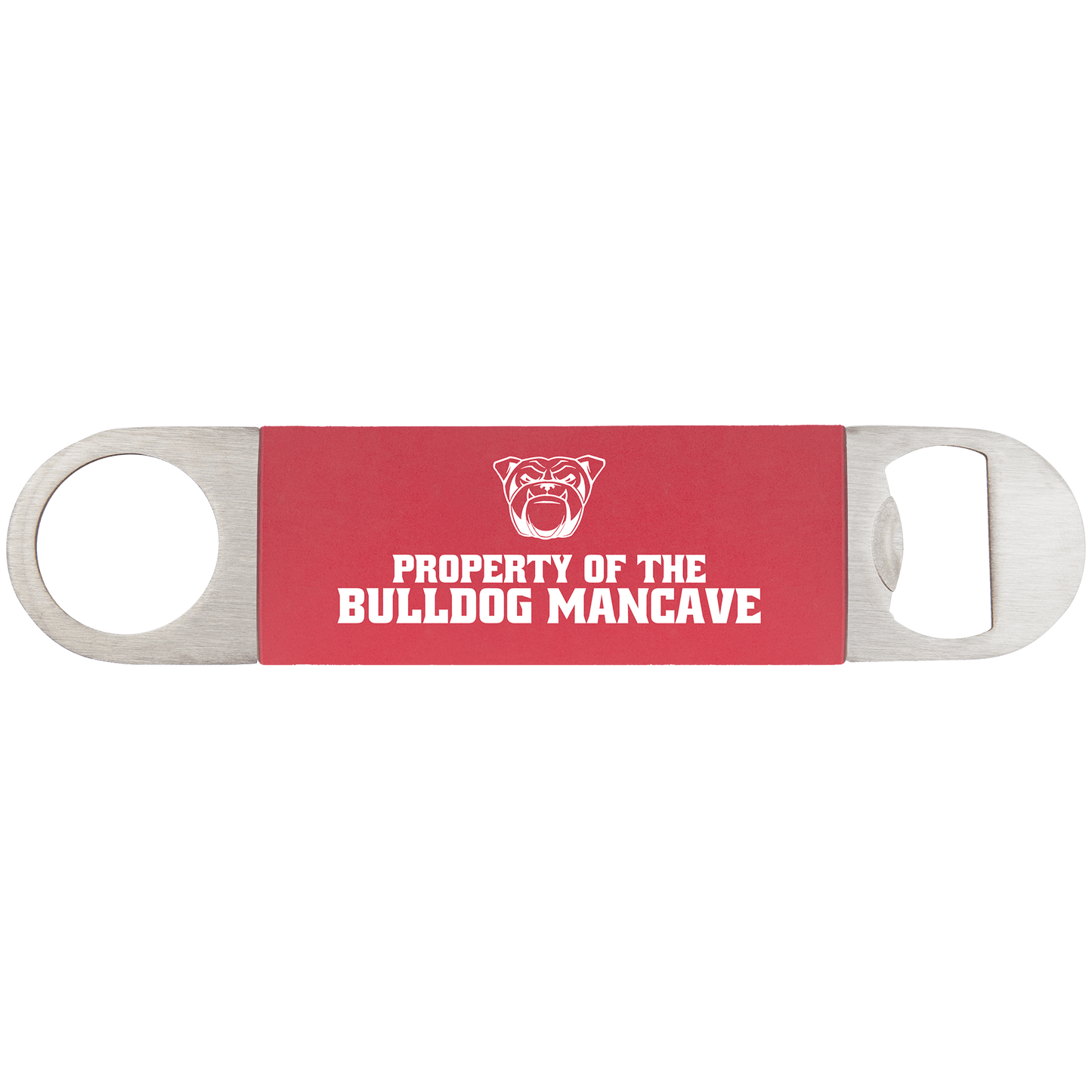 Red White 1 1/2" x 7" Bottle Opener with Silicone Grip