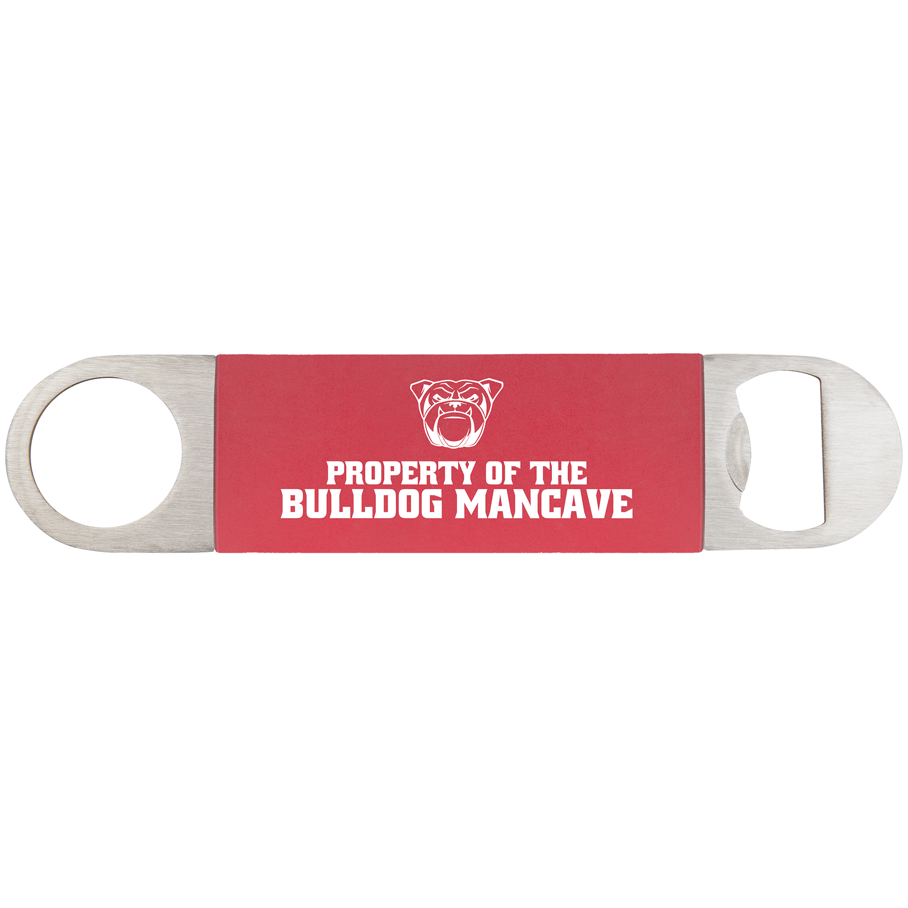 Red White 1 1/2" x 7" Bottle Opener with Silicone Grip