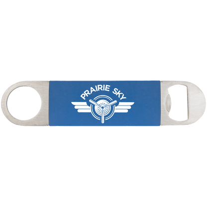 Blue White 1 1/2" x 7" Bottle Opener with Silicone Grip
