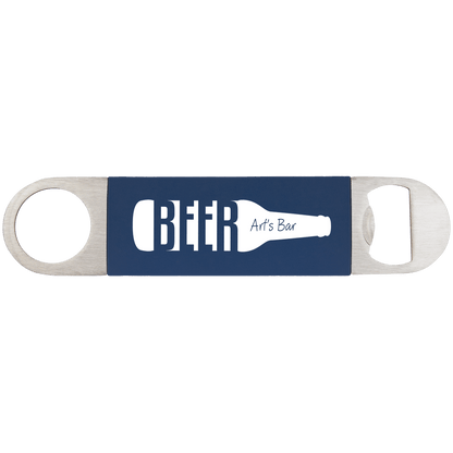 Navy Blue White 1 1/2" x 7" Bottle Opener with Silicone Grip