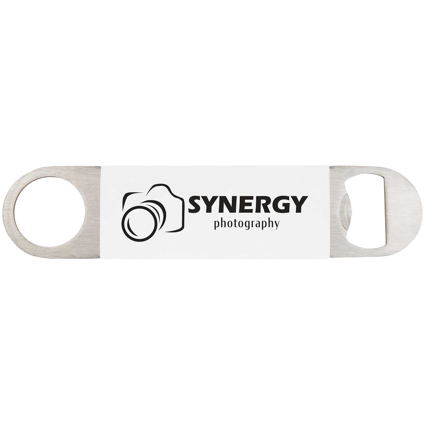 White Black 1 1/2" x 7" Bottle Opener with Silicone Grip