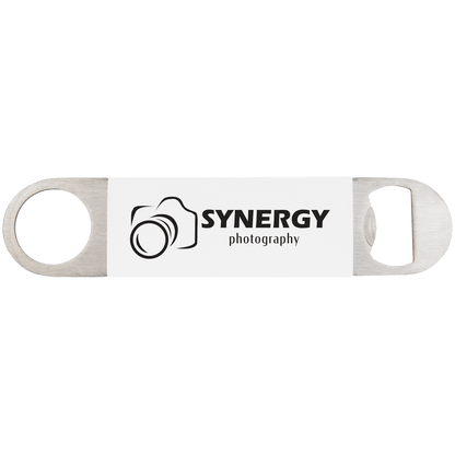White Black 1 1/2" x 7" Bottle Opener with Silicone Grip