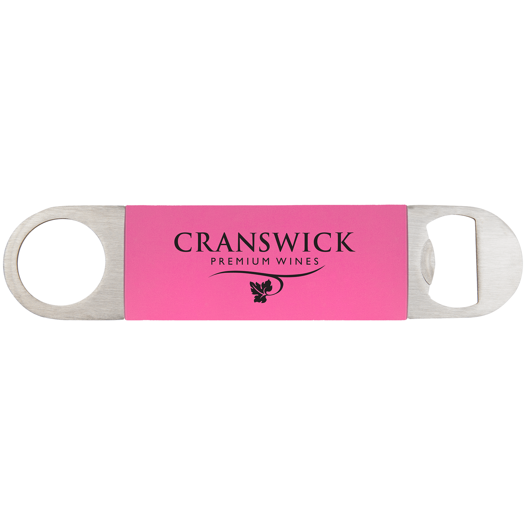 Pink Black 1 1/2" x 7" Bottle Opener with Silicone Grip