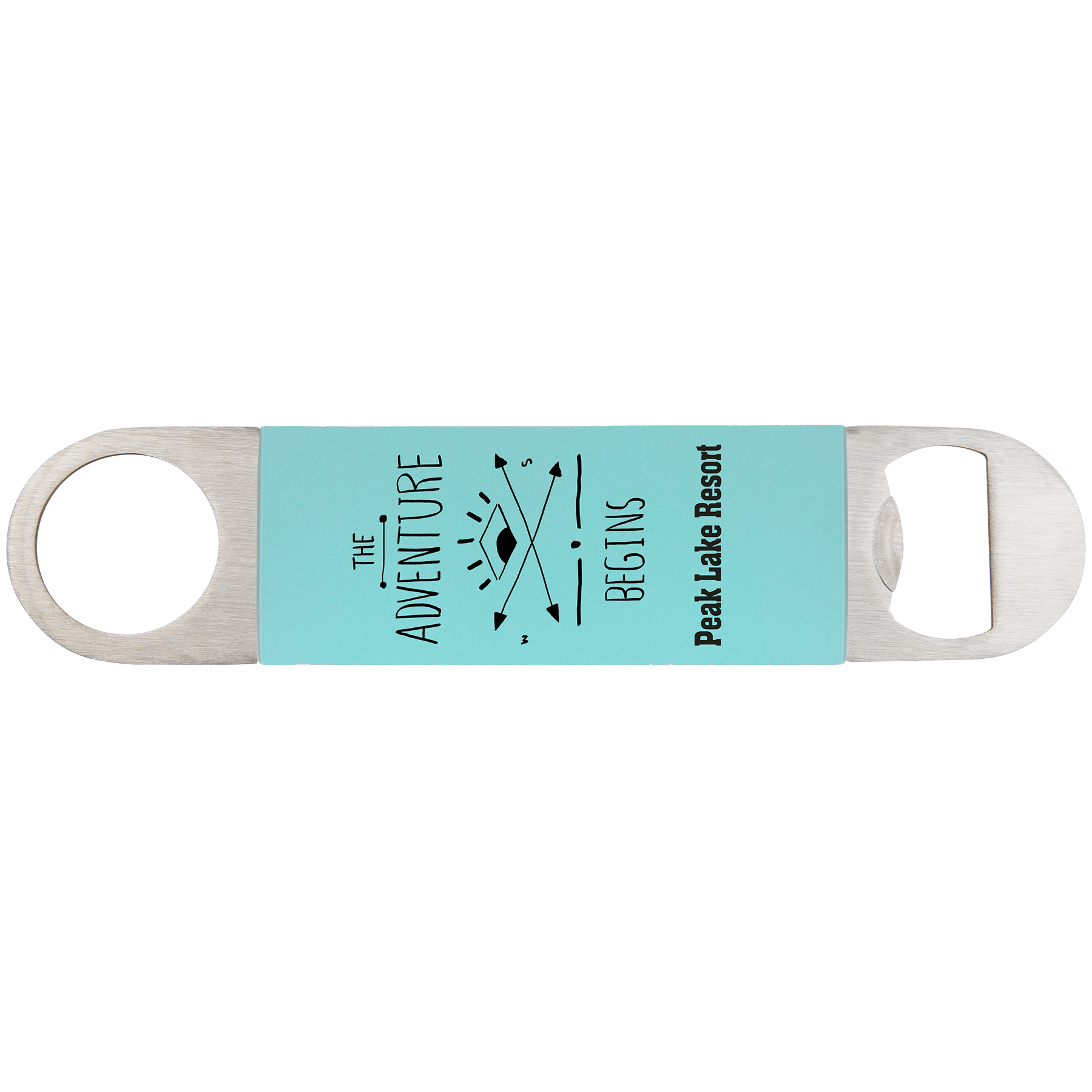 Teal Black 1 1/2" x 7" Bottle Opener with Silicone Grip