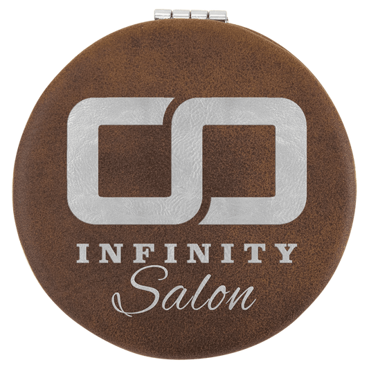 2 1/2" Rustic/Silver Laserable Leatherette Compact Mirror