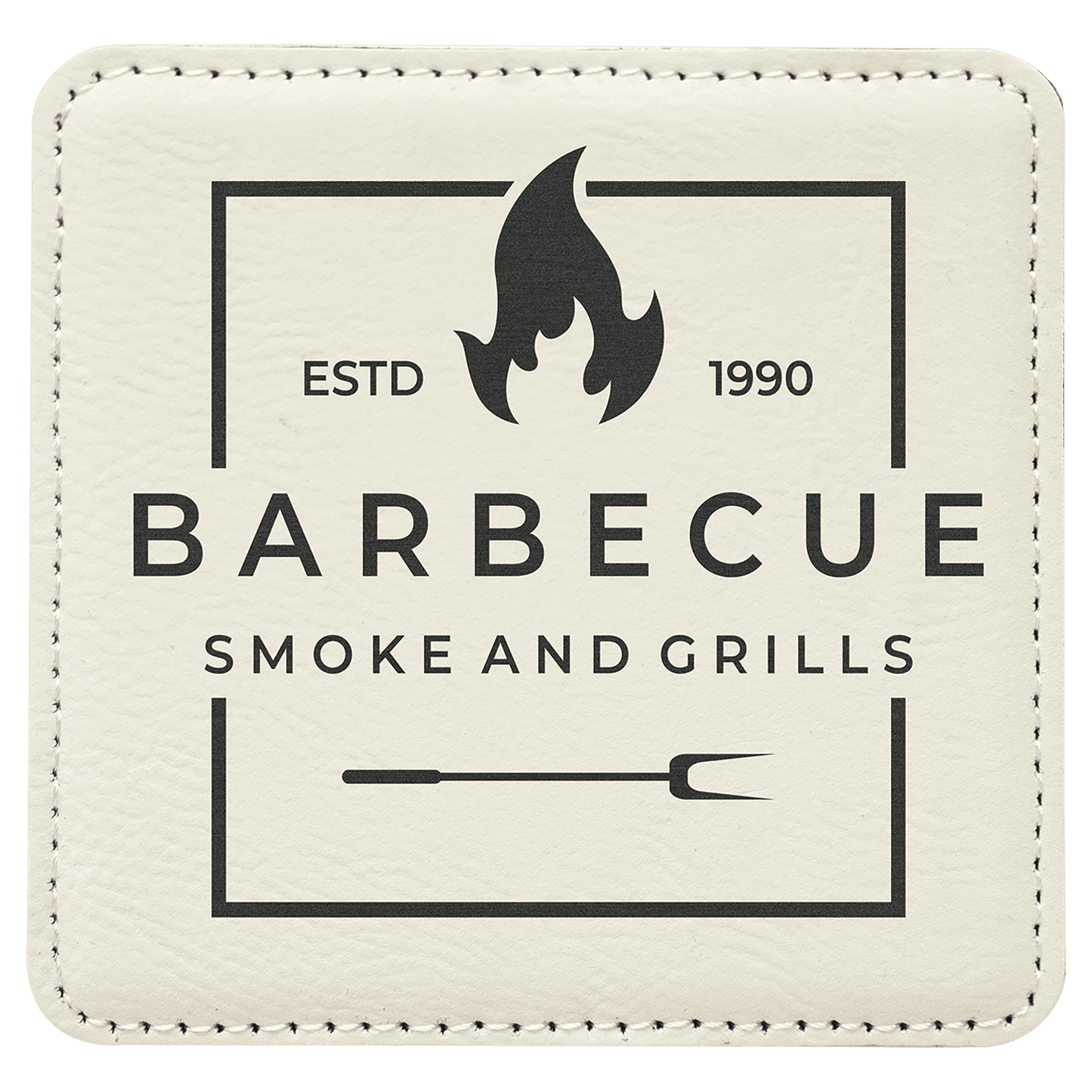 White 4" x 4" Square Laserable Leatherette Coaster