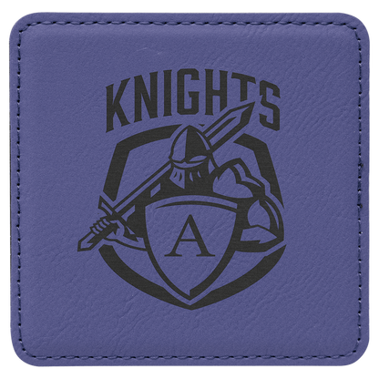 Purple 4" x 4" Square Laserable Leatherette Coaster