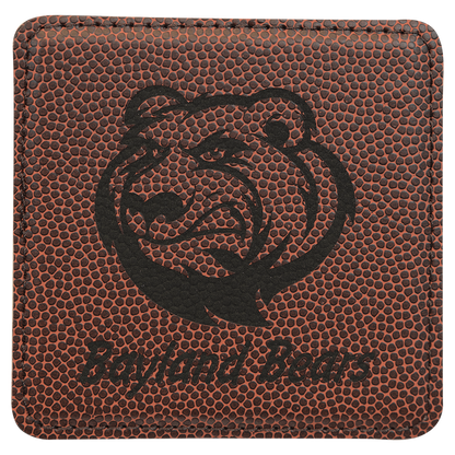 Football 4" x 4" Square Laserable Leatherette Coaster