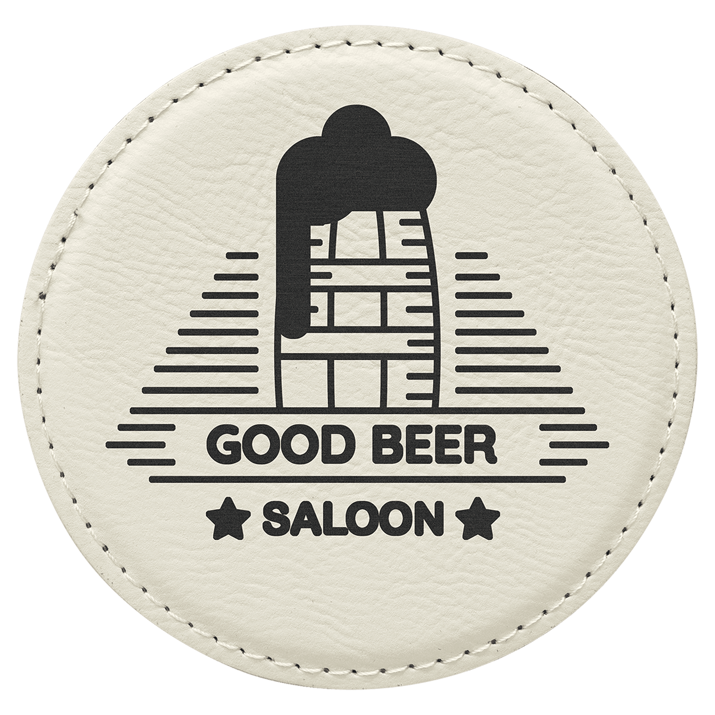 White 4" Round Laserable Leatherette Coaster