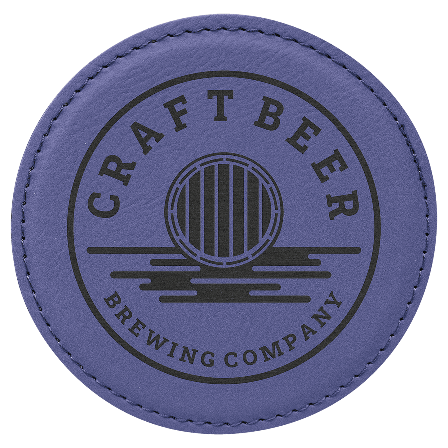 Purple 4" Round Laserable Leatherette Coaster