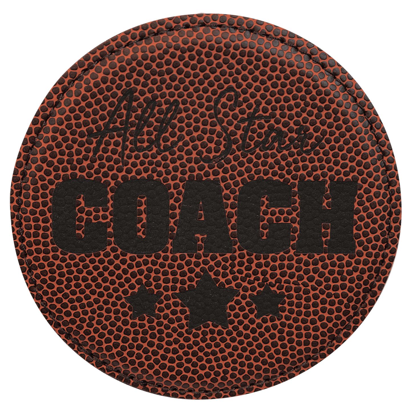 Football 4" Round Laserable Leatherette Coaster