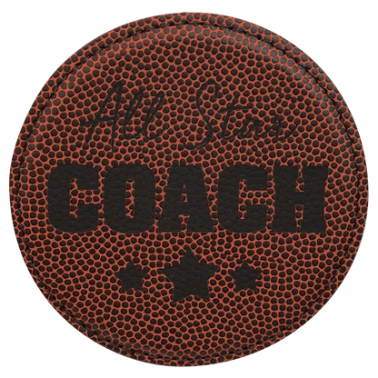Football 4" Round Laserable Leatherette Coaster