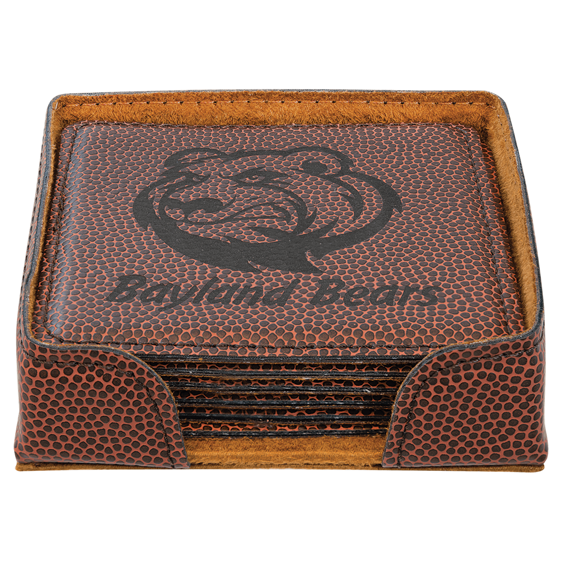 Football 4" x 4" Square Laserable Leatherette 6-Coaster Set