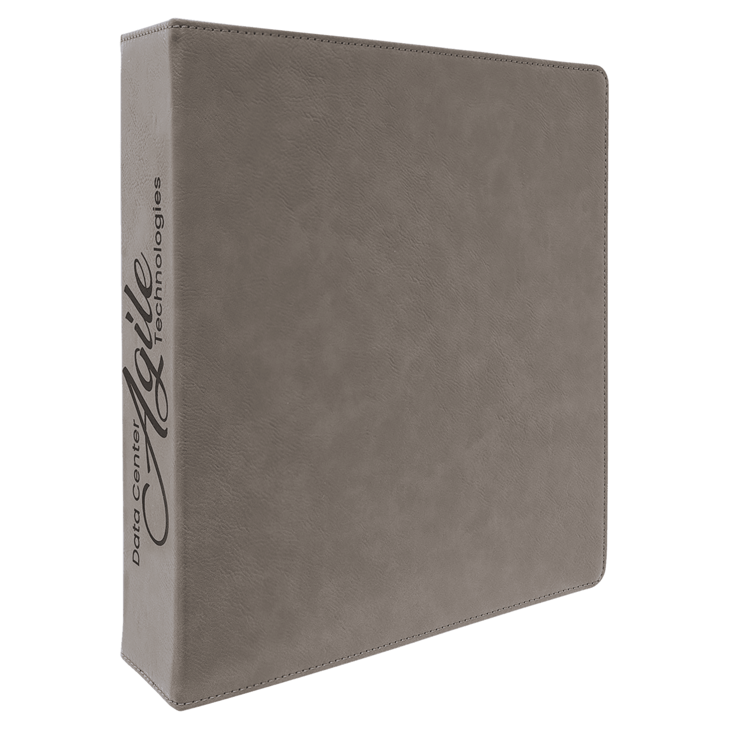 Gray 11" x 11 1/2" Laserable Leatherette 3 Ring Binder with 2" Slant D Rings