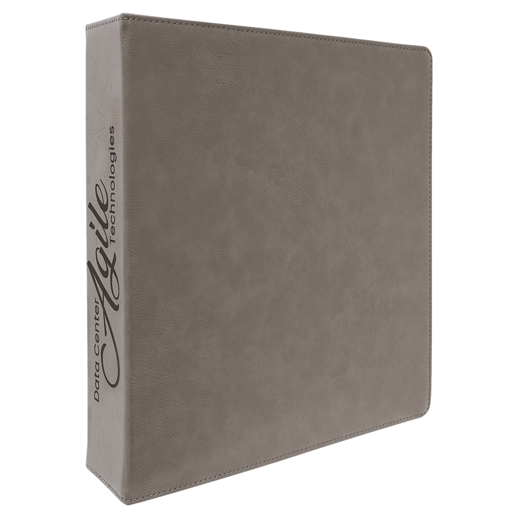 Gray 11" x 11 1/2" Laserable Leatherette 3 Ring Binder with 2" Slant D Rings