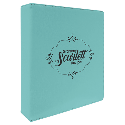 Teal 11" x 11 1/2" Laserable Leatherette 3 Ring Binder with 2" Slant D Rings