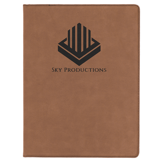 Dark Brown 9 1/2" x 12" Dark Brown Laserable Leatherette Portfolio with Notepad