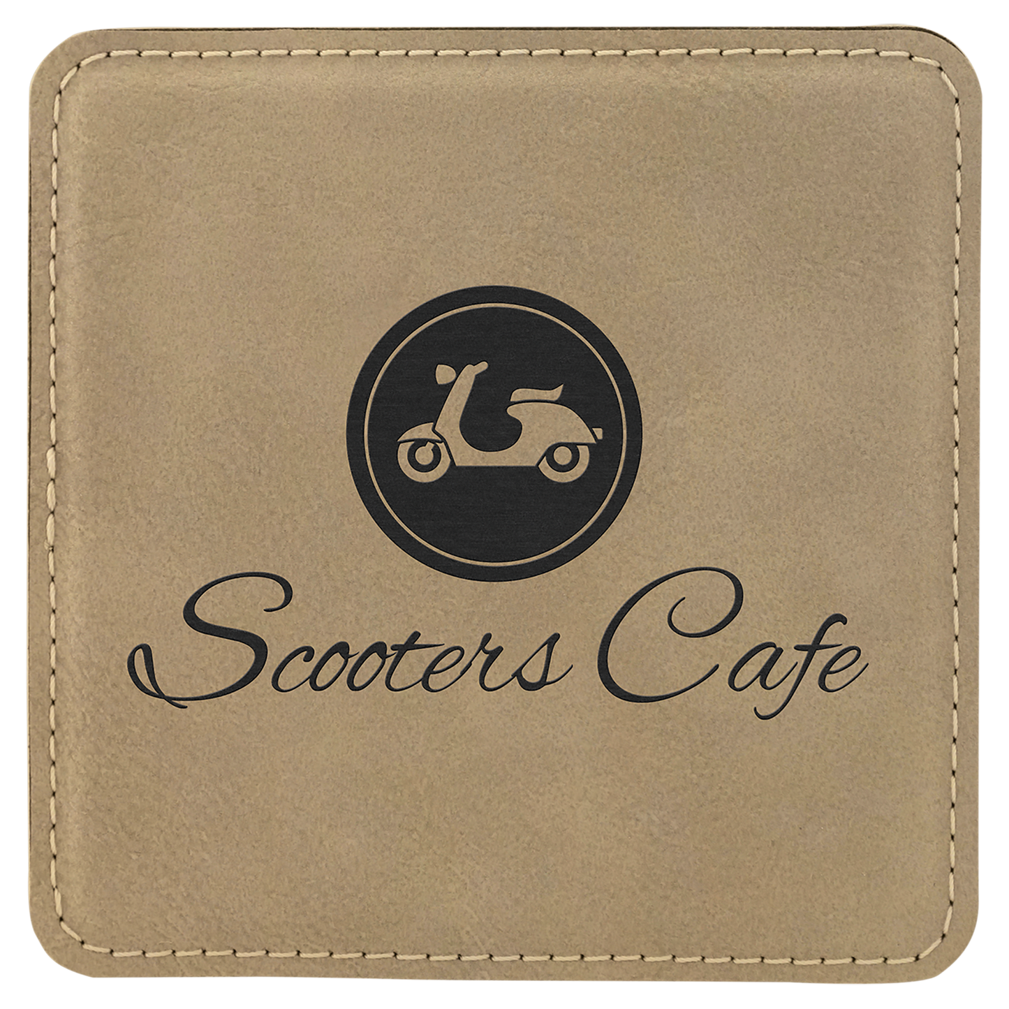 Light Brown 4" x 4" Square Laserable Leatherette Coaster