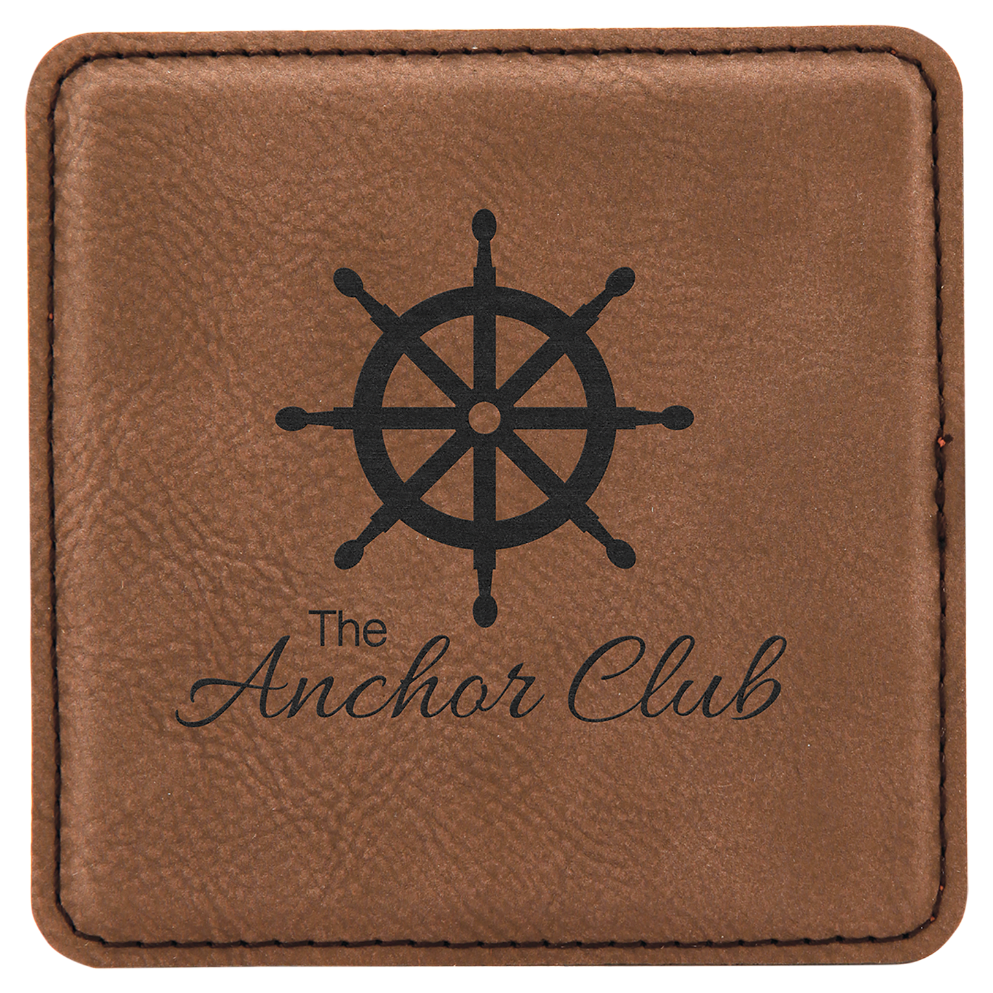 Dark Brown 4" x 4" Square Laserable Leatherette Coaster