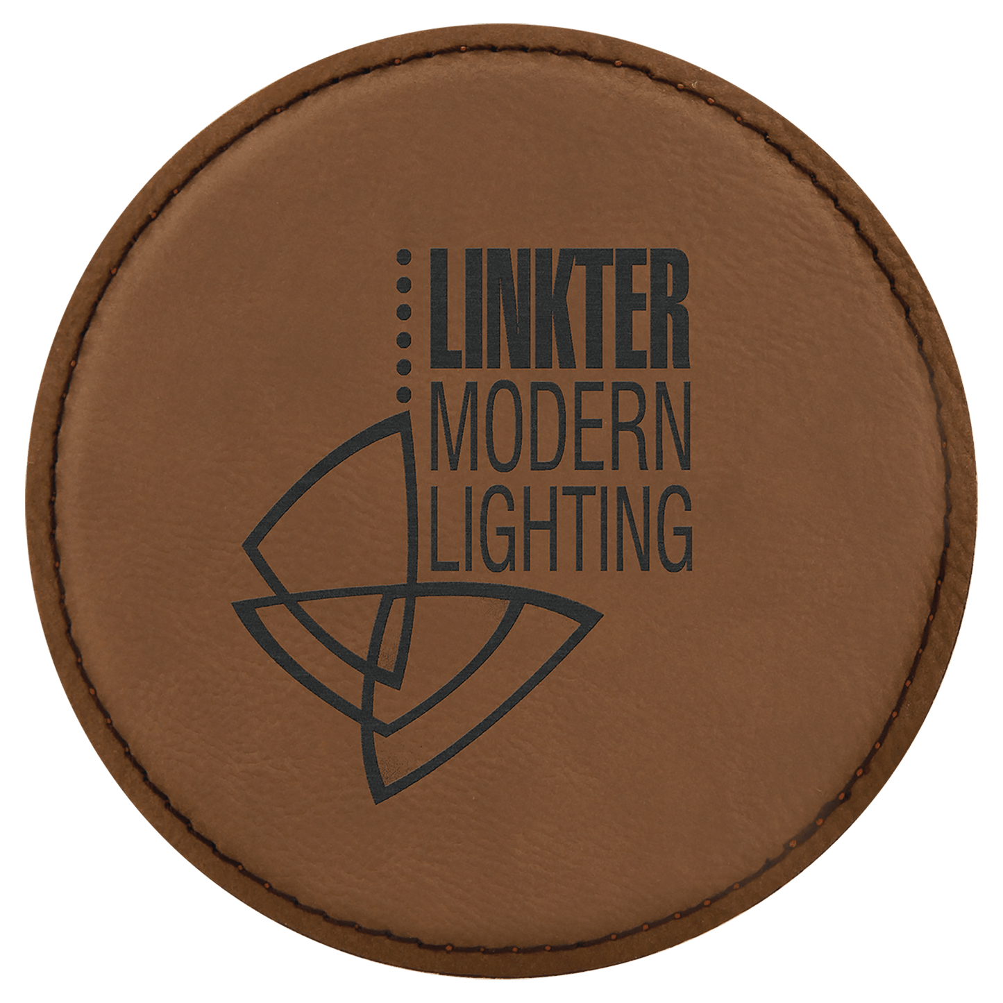 Dark Brown 4" Round Laserable Leatherette Coaster