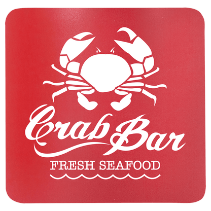 Red White 3 3/4" x 3 3/4" Square Silicone Coaster