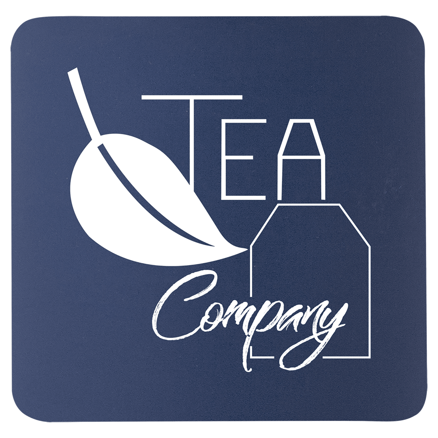 Navy Blue White 3 3/4" x 3 3/4" Square Silicone Coaster