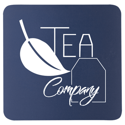 Navy Blue White 3 3/4" x 3 3/4" Square Silicone Coaster